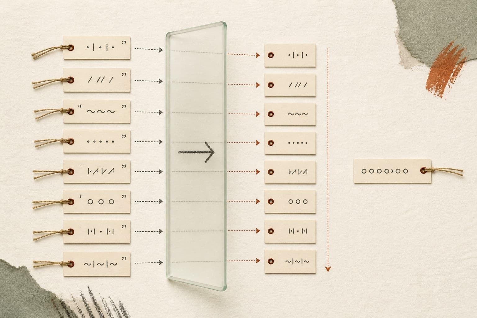 Quoted value tags passing through a type conversion frame while an identifier stays separate.